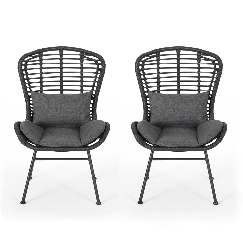 Fauteuils club d'extérieur en osier La Habra (lot de 2) par Christopher Knight Home