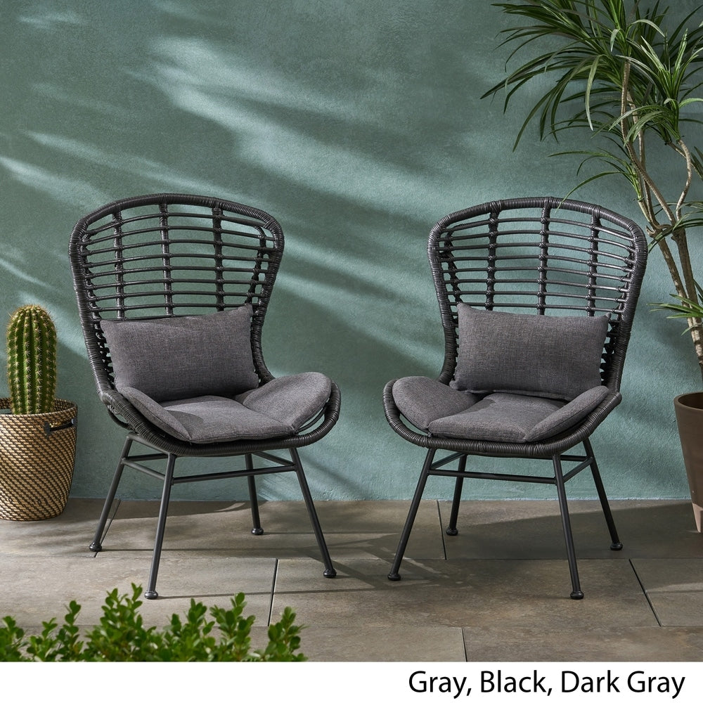 Fauteuils club d'extérieur en osier La Habra (lot de 2) par Christopher Knight Home