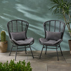 Fauteuils club d'extérieur en osier La Habra (lot de 2) par Christopher Knight Home