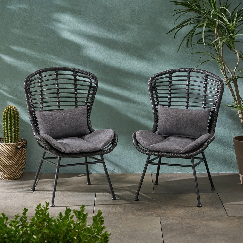 Fauteuils club d'extérieur en osier La Habra (lot de 2) par Christopher Knight Home