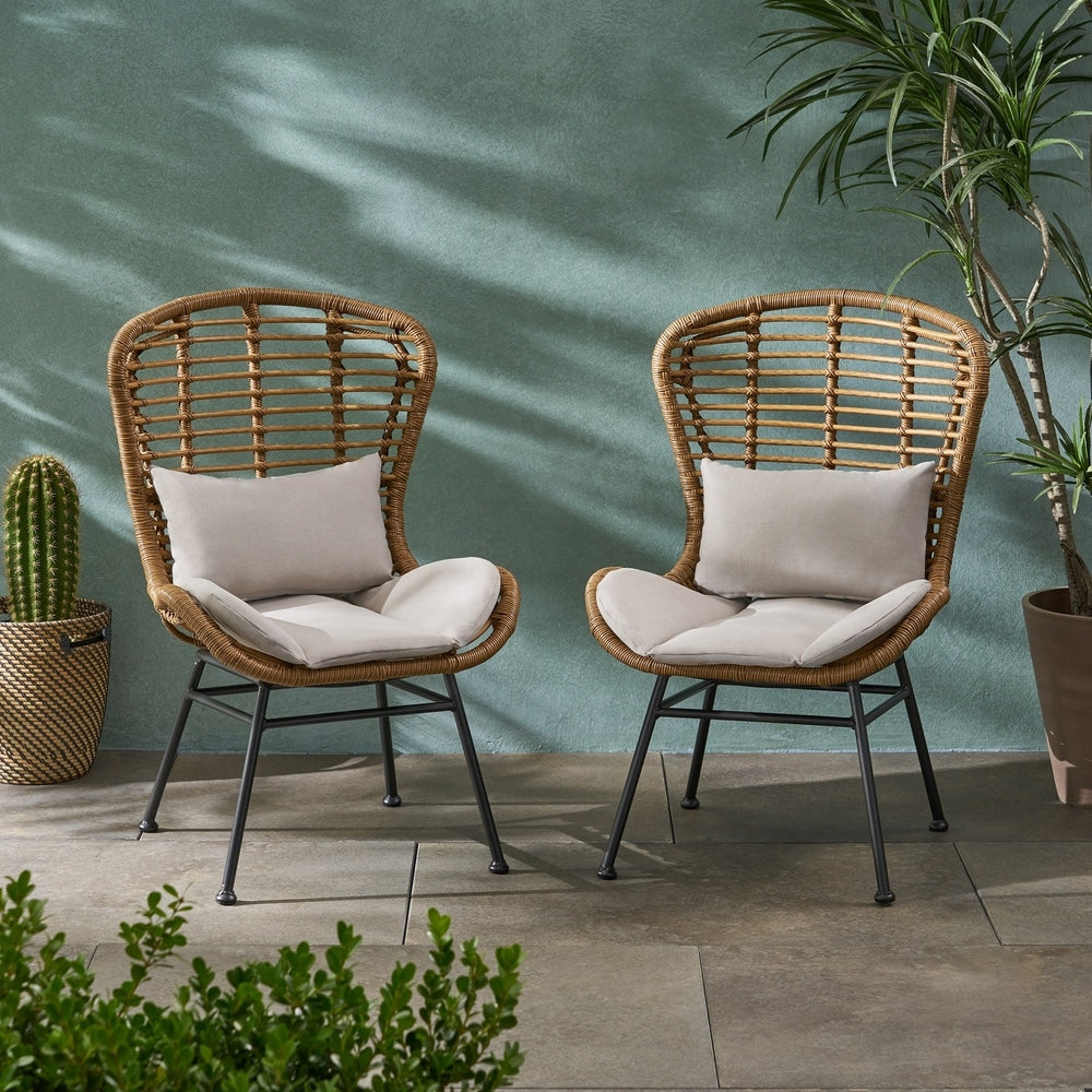 Fauteuils club d'extérieur en osier La Habra (lot de 2) par Christopher Knight Home