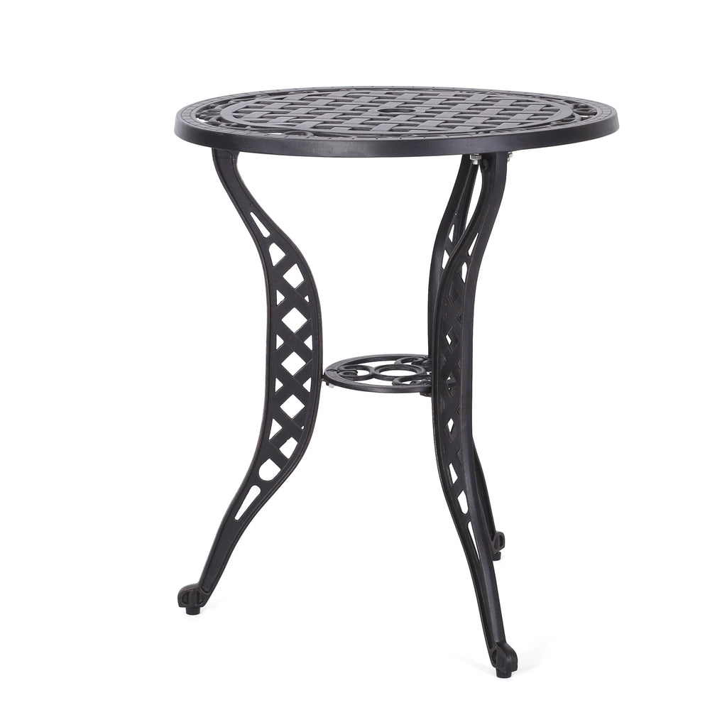 Ensemble bistrot d'extérieur 3 pièces en aluminium moulé La Sola par Christopher Knight Home