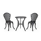 Ensemble bistrot d'extérieur 3 pièces en aluminium moulé La Sola par Christopher Knight Home