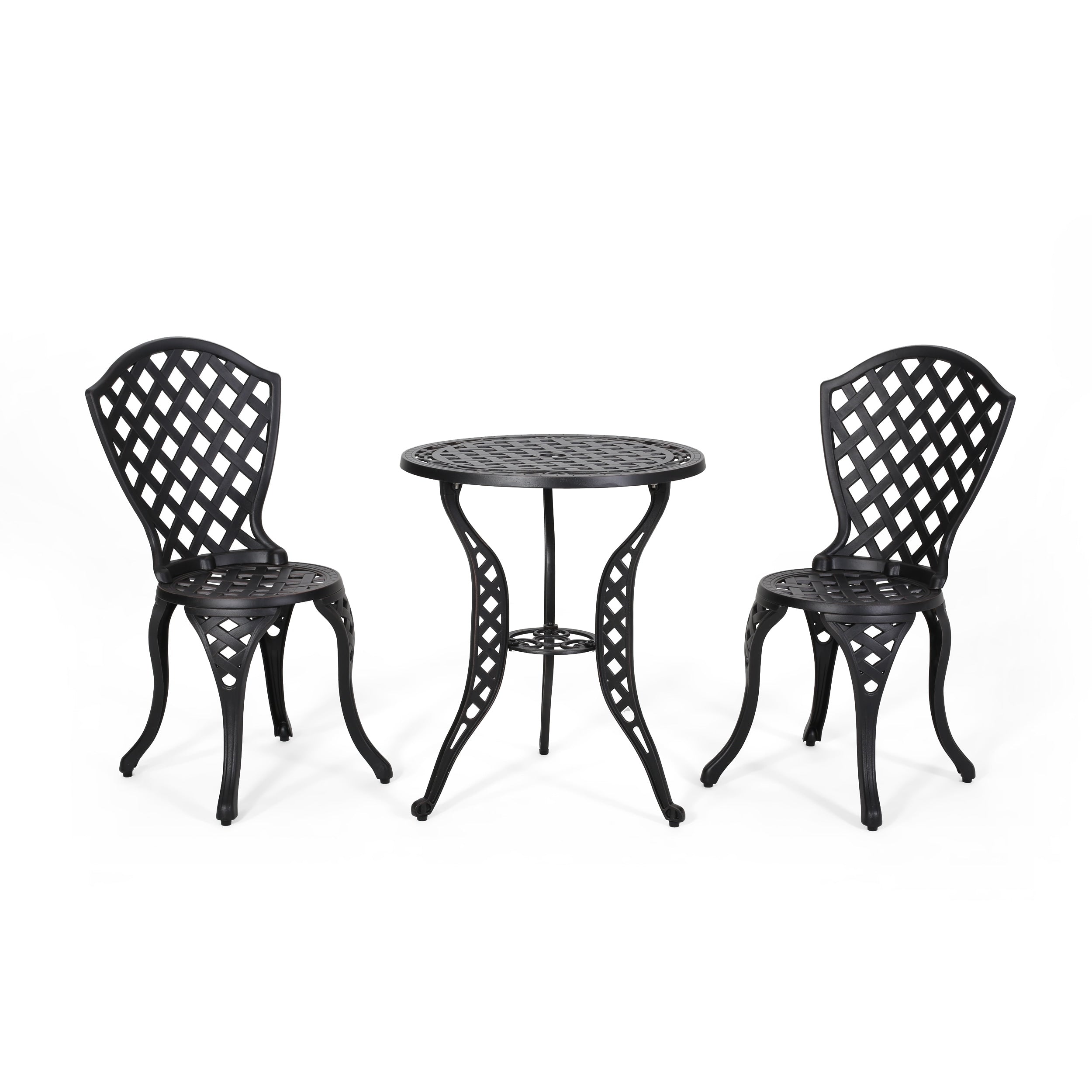 Ensemble bistrot d'extérieur 3 pièces en aluminium moulé La Sola par Christopher Knight Home