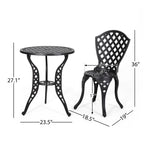 Ensemble bistrot d'extérieur 3 pièces en aluminium moulé La Sola par Christopher Knight Home