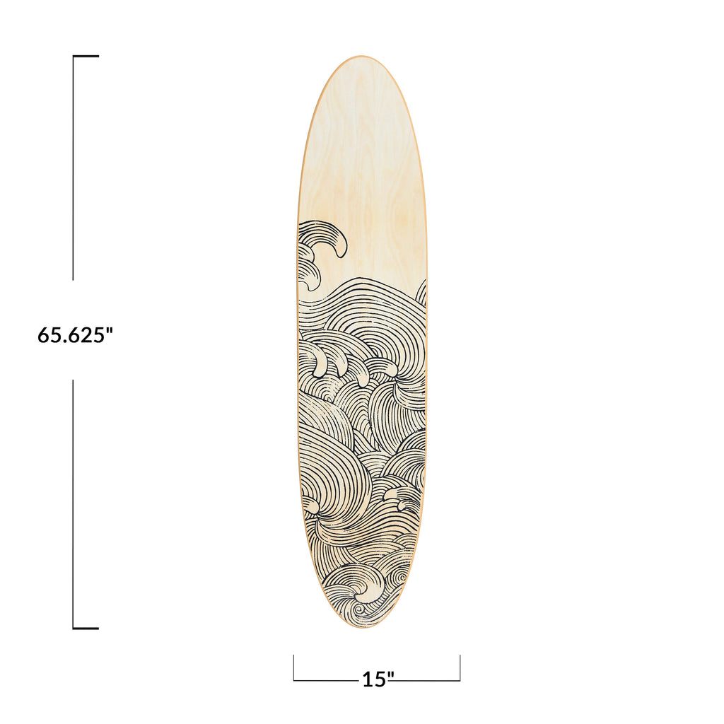 Décoration murale en bois laqué en forme de planche de surf