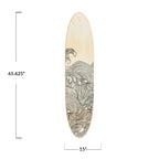 Décoration murale en bois laqué en forme de planche de surf