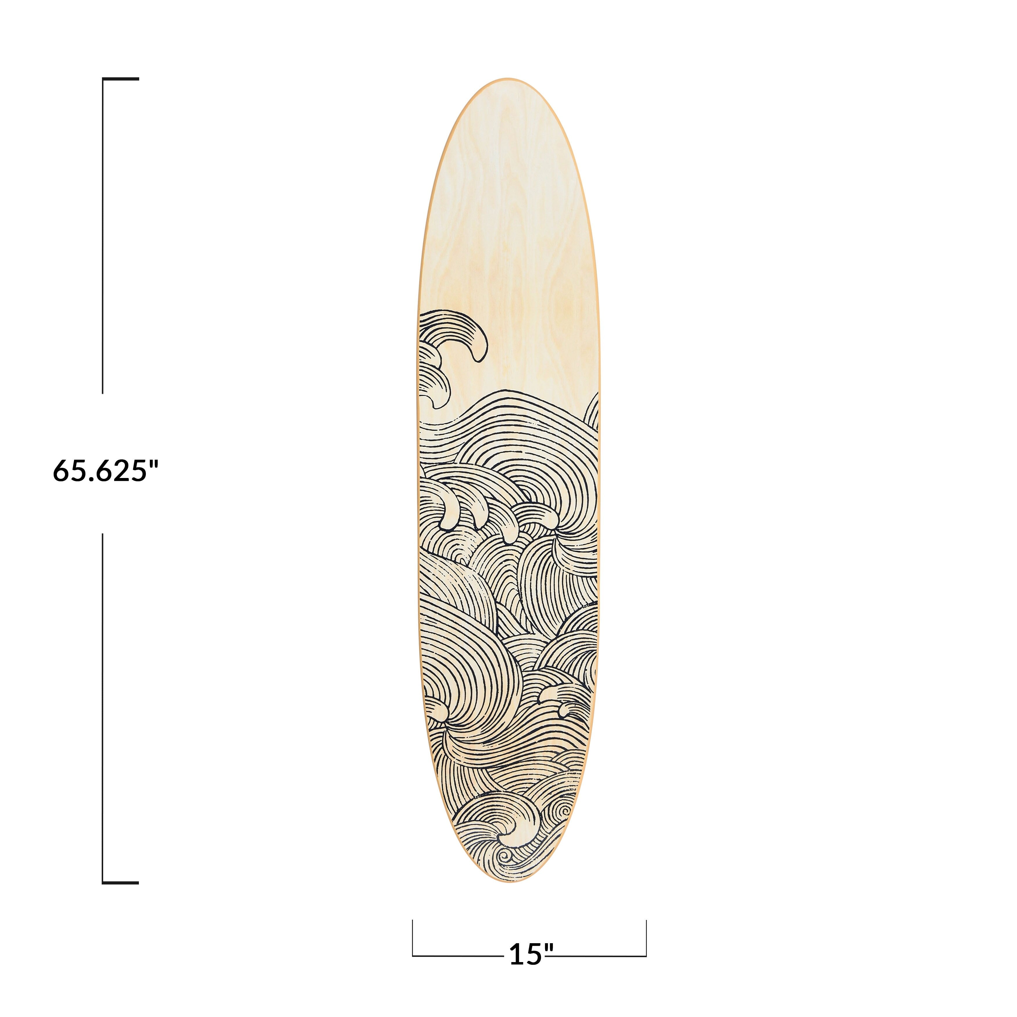 Décoration murale en bois laqué en forme de planche de surf