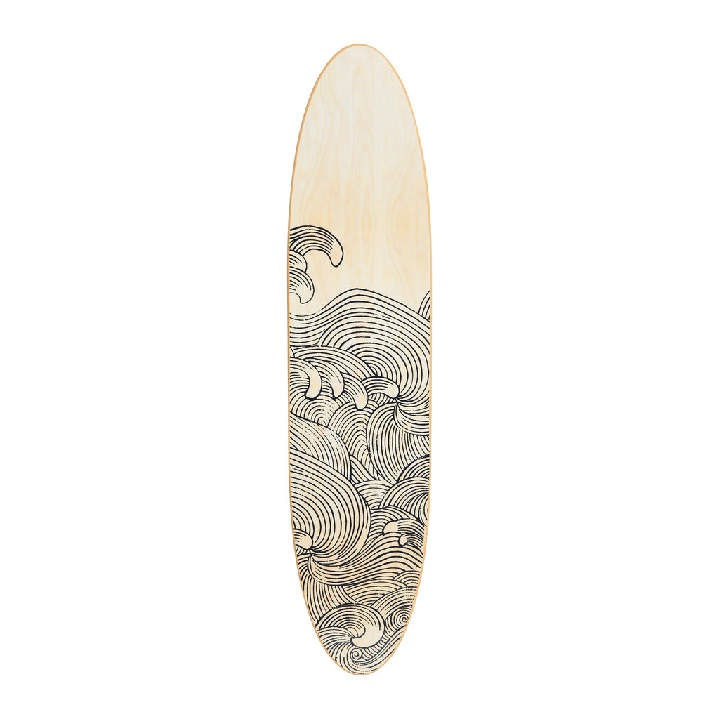 Décoration murale en bois laqué en forme de planche de surf