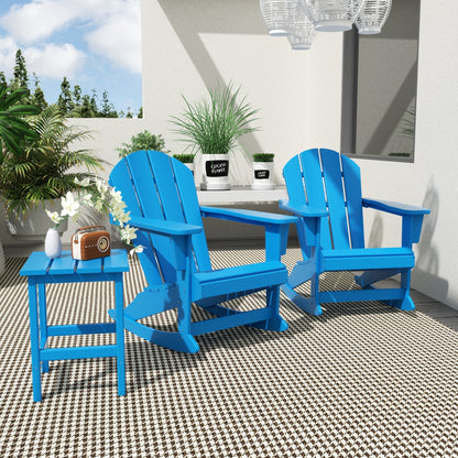 Chaises à bascule d'extérieur Polytrends Laguna en PEHD toutes saisons avec table d'appoint (ensemble de 3 pièces)