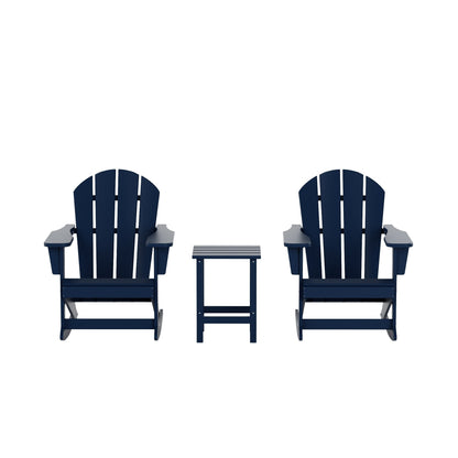 Chaises à bascule d'extérieur Polytrends Laguna en PEHD toutes saisons avec table d'appoint (ensemble de 3 pièces)