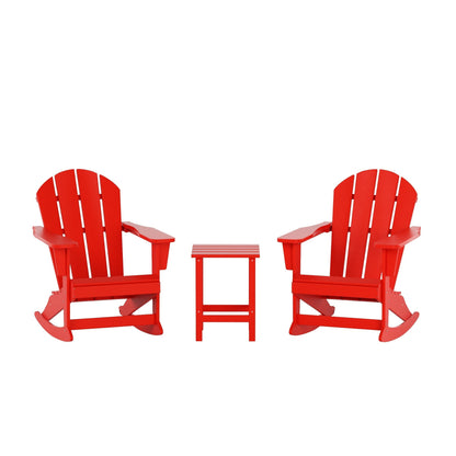 Chaises à bascule d'extérieur Polytrends Laguna en PEHD toutes saisons avec table d'appoint (ensemble de 3 pièces)