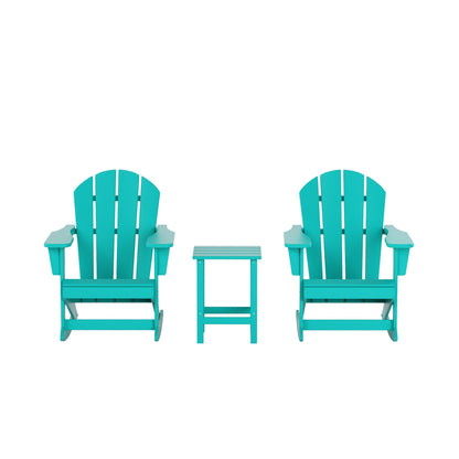Chaises à bascule d'extérieur Polytrends Laguna en PEHD toutes saisons avec table d'appoint (ensemble de 3 pièces)