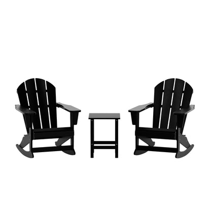 Chaises à bascule d'extérieur Polytrends Laguna en PEHD toutes saisons avec table d'appoint (ensemble de 3 pièces)