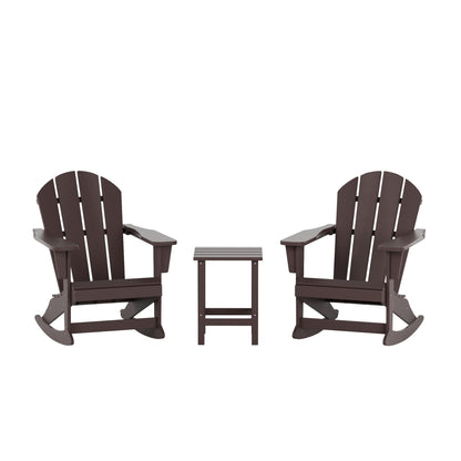 Chaises à bascule d'extérieur Polytrends Laguna en PEHD toutes saisons avec table d'appoint (ensemble de 3 pièces)