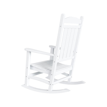 Chaises à bascule d'extérieur Polytrends Laguna en PEHD toutes saisons avec table d'appoint (ensemble de 3 pièces)