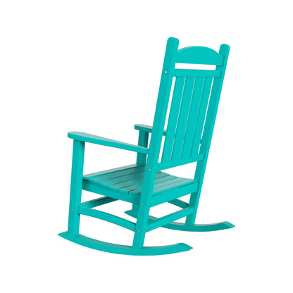 Chaises à bascule d'extérieur Polytrends Laguna en PEHD toutes saisons avec table d'appoint (ensemble de 3 pièces)