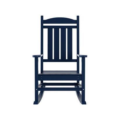 Chaises à bascule d'extérieur Polytrends Laguna en PEHD toutes saisons avec table d'appoint (ensemble de 3 pièces)