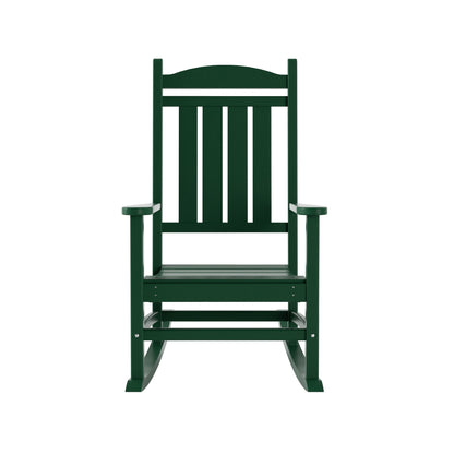 Chaises à bascule d'extérieur Polytrends Laguna en PEHD toutes saisons avec table d'appoint (ensemble de 3 pièces)