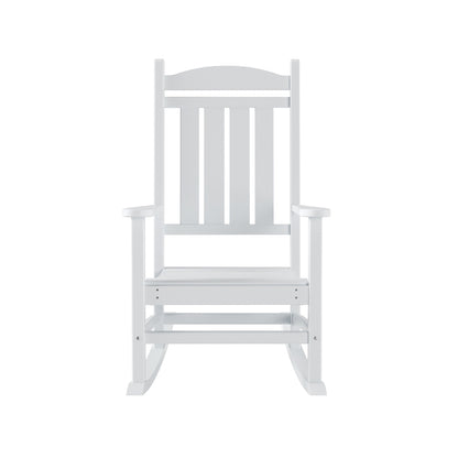 Chaises à bascule d'extérieur Polytrends Laguna en PEHD toutes saisons avec table d'appoint (ensemble de 3 pièces)