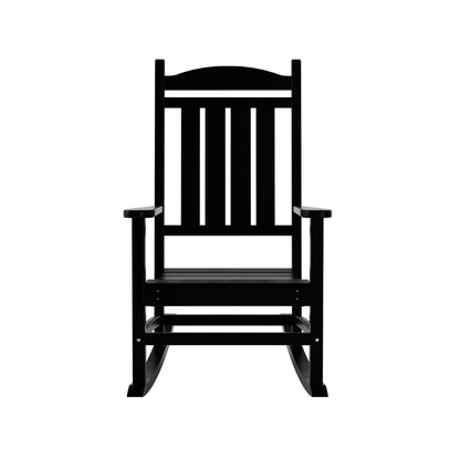 Chaises à bascule d'extérieur Polytrends Laguna en PEHD toutes saisons avec table d'appoint (ensemble de 3 pièces)