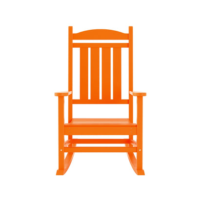 Chaises à bascule d'extérieur Polytrends Laguna en PEHD toutes saisons avec table d'appoint (ensemble de 3 pièces)