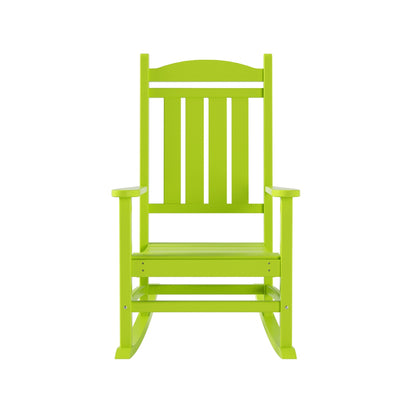 Chaises à bascule d'extérieur Polytrends Laguna en PEHD toutes saisons avec table d'appoint (ensemble de 3 pièces)
