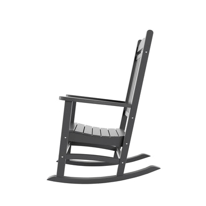 Chaises à bascule d'extérieur Polytrends Laguna en PEHD toutes saisons avec table d'appoint (ensemble de 3 pièces)