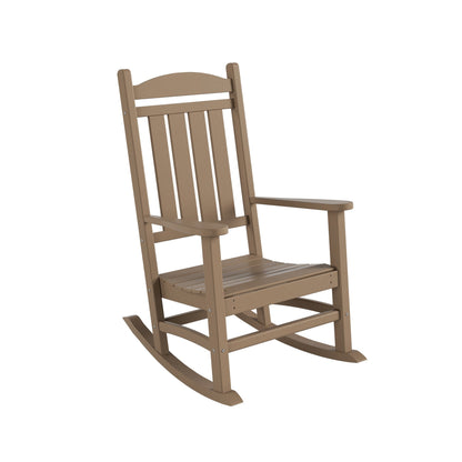 Chaises à bascule d'extérieur Polytrends Laguna en PEHD toutes saisons avec table d'appoint (ensemble de 3 pièces)