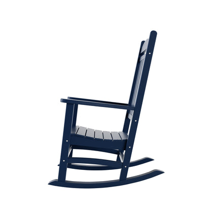 Chaises à bascule d'extérieur Polytrends Laguna en PEHD toutes saisons avec table d'appoint (ensemble de 3 pièces)