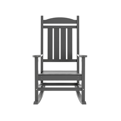 Chaises à bascule d'extérieur Polytrends Laguna en PEHD toutes saisons avec table d'appoint (ensemble de 3 pièces)