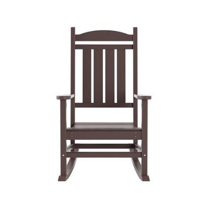 Chaises à bascule d'extérieur Polytrends Laguna en PEHD toutes saisons avec table d'appoint (ensemble de 3 pièces)