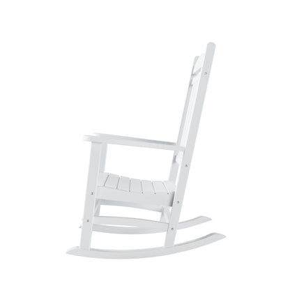 Chaises à bascule d'extérieur Polytrends Laguna en PEHD toutes saisons avec table d'appoint (ensemble de 3 pièces)