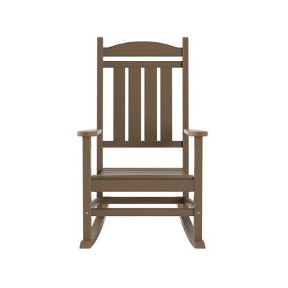Chaises à bascule d'extérieur Polytrends Laguna en PEHD toutes saisons avec table d'appoint (ensemble de 3 pièces)