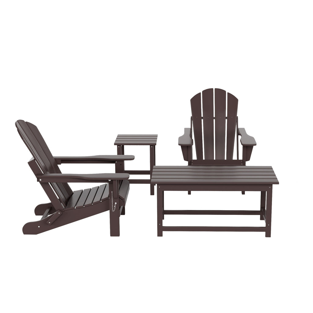 Ensemble de 4 chaises Adirondack pliables Polytrends Laguna en PEHD pour terrasse extérieure, toutes saisons