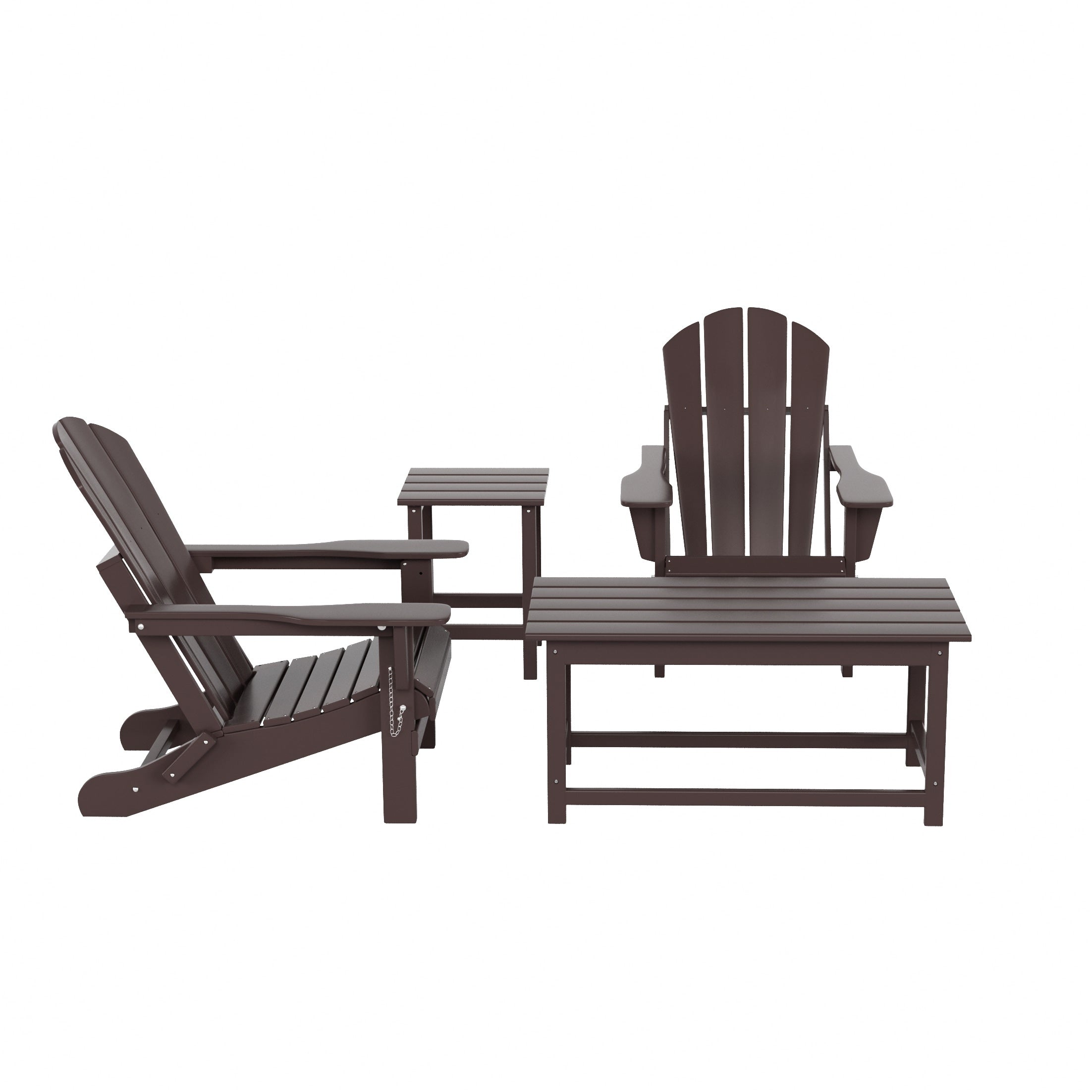 Ensemble de 4 chaises Adirondack pliables Polytrends Laguna en PEHD pour terrasse extérieure, toutes saisons