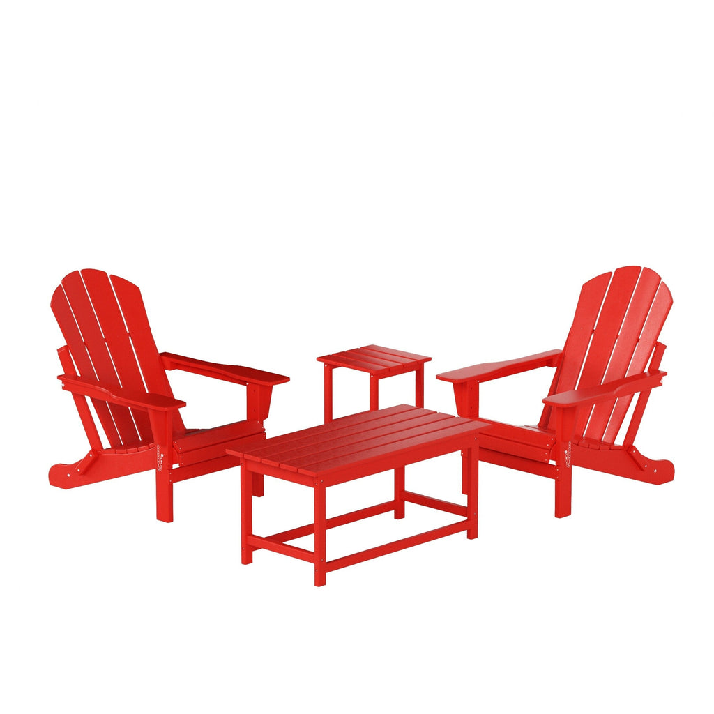 Ensemble de 4 chaises Adirondack pliables Polytrends Laguna en PEHD pour terrasse extérieure, toutes saisons