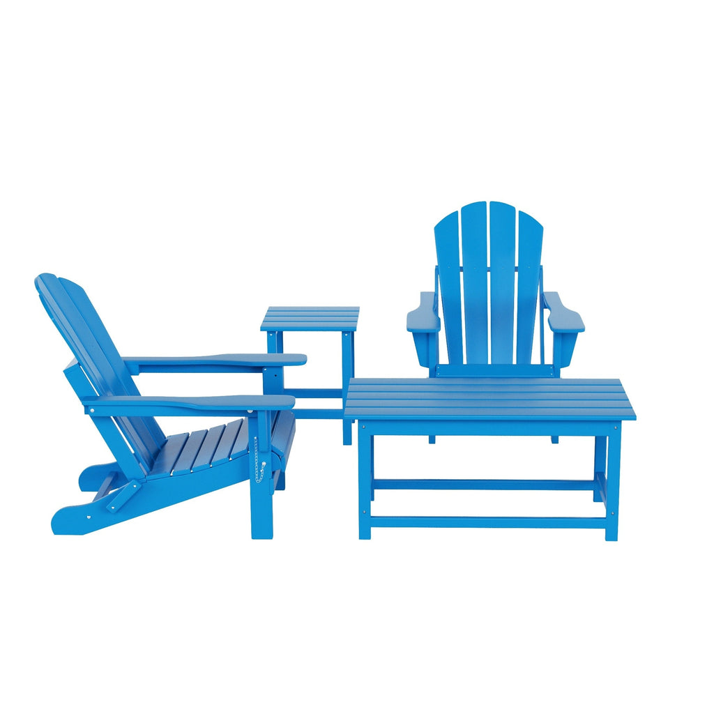 Ensemble de 4 chaises Adirondack pliables Polytrends Laguna en PEHD pour terrasse extérieure, toutes saisons