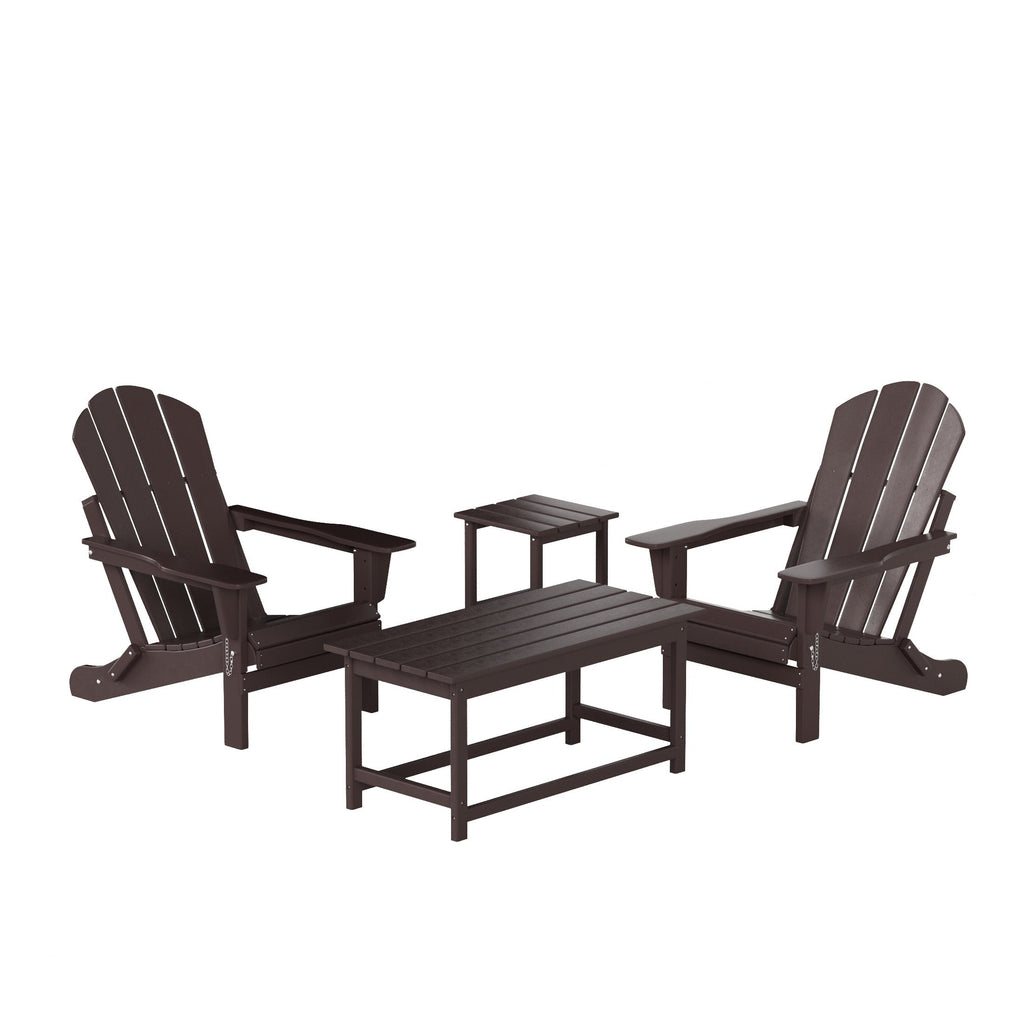 Ensemble de 4 chaises Adirondack pliables Polytrends Laguna en PEHD pour terrasse extérieure, toutes saisons