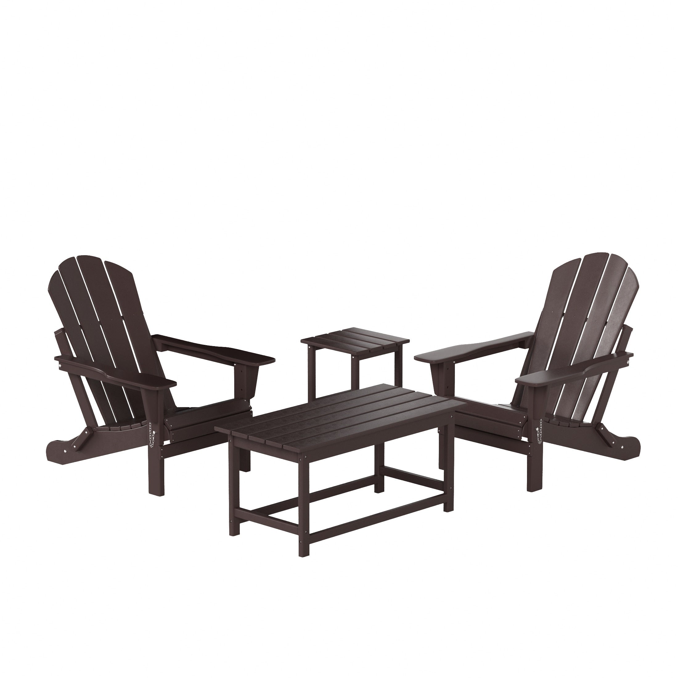 Ensemble de 4 chaises Adirondack pliables Polytrends Laguna en PEHD pour terrasse extérieure, toutes saisons