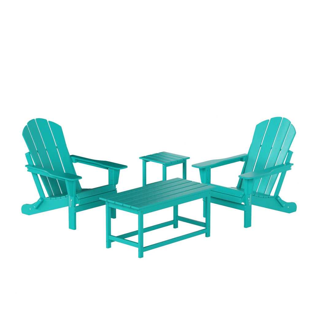 Ensemble de 4 chaises Adirondack pliables Polytrends Laguna en PEHD pour terrasse extérieure, toutes saisons