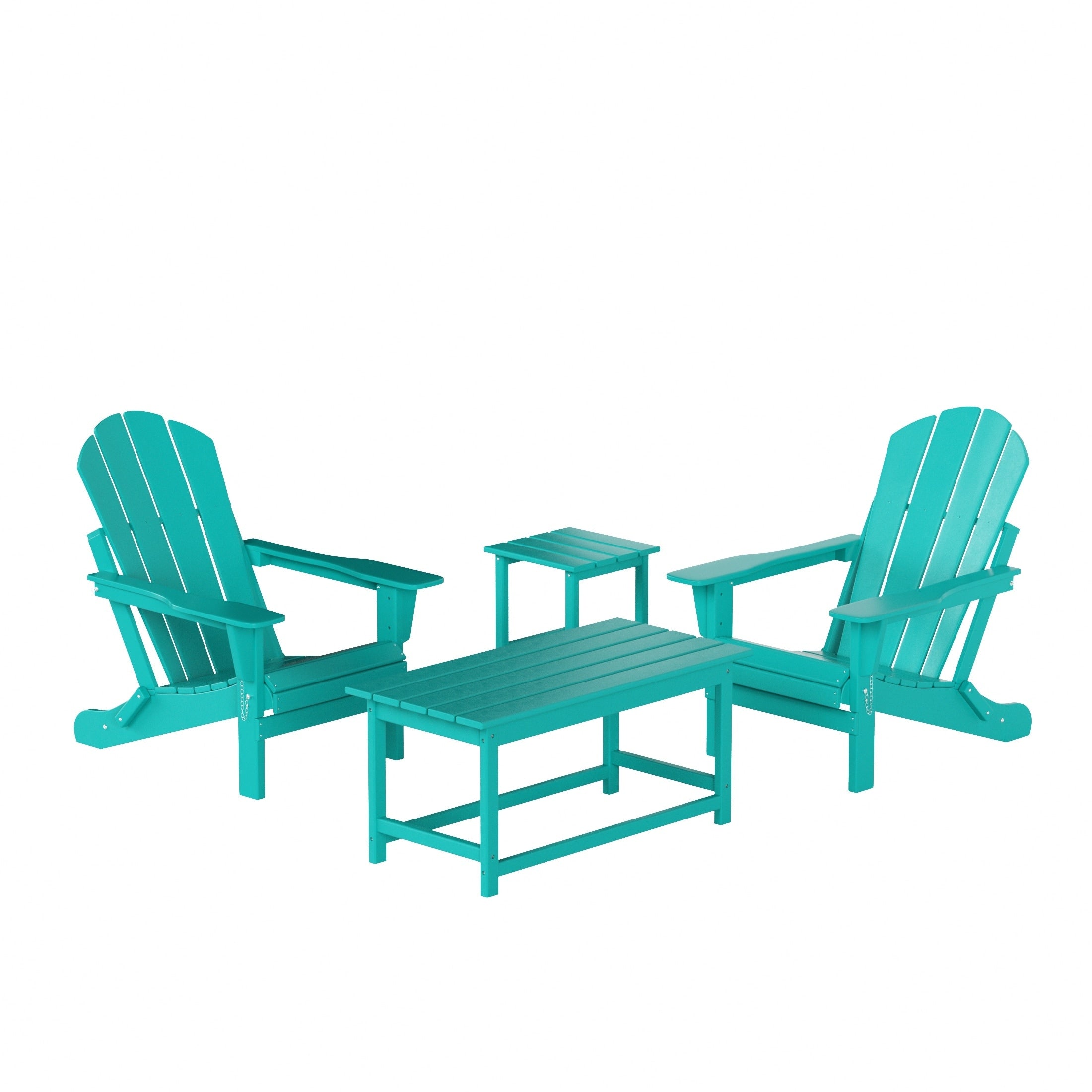 Ensemble de 4 chaises Adirondack pliables Polytrends Laguna en PEHD pour terrasse extérieure, toutes saisons
