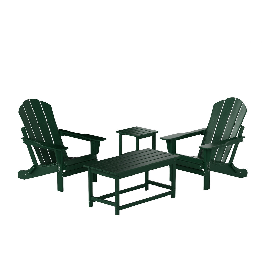 Ensemble de 4 chaises Adirondack pliables Polytrends Laguna en PEHD pour terrasse extérieure, toutes saisons