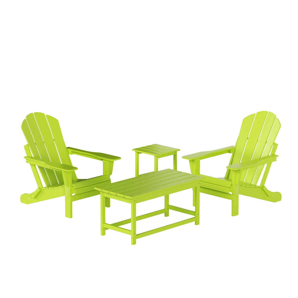 Ensemble de 4 chaises Adirondack pliables Polytrends Laguna en PEHD pour terrasse extérieure, toutes saisons