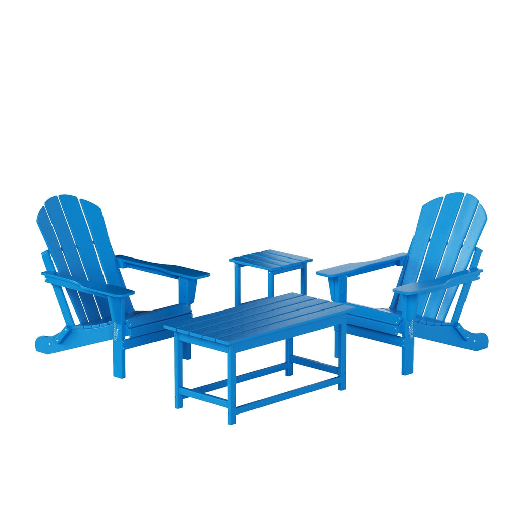 Ensemble de 4 chaises Adirondack pliables Polytrends Laguna en PEHD pour terrasse extérieure, toutes saisons
