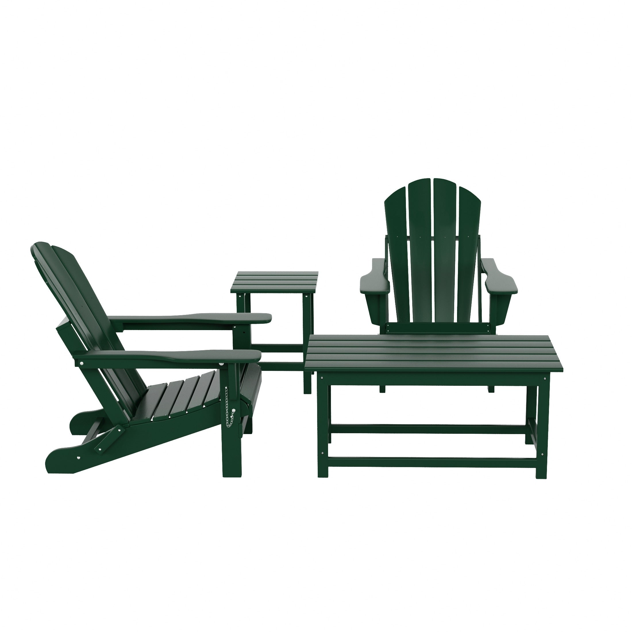 Ensemble de 4 chaises Adirondack pliables Polytrends Laguna en PEHD pour terrasse extérieure, toutes saisons