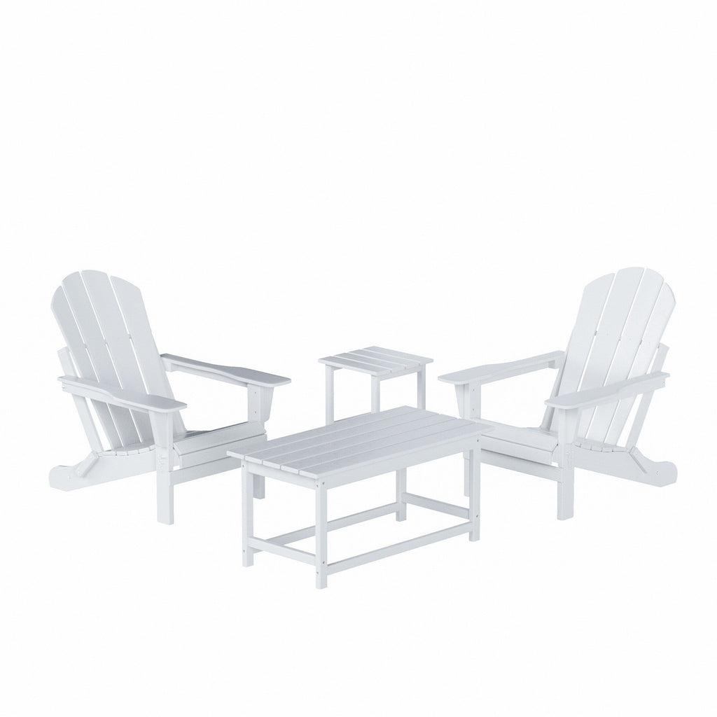 Ensemble de 4 chaises Adirondack pliables Polytrends Laguna en PEHD pour terrasse extérieure, toutes saisons