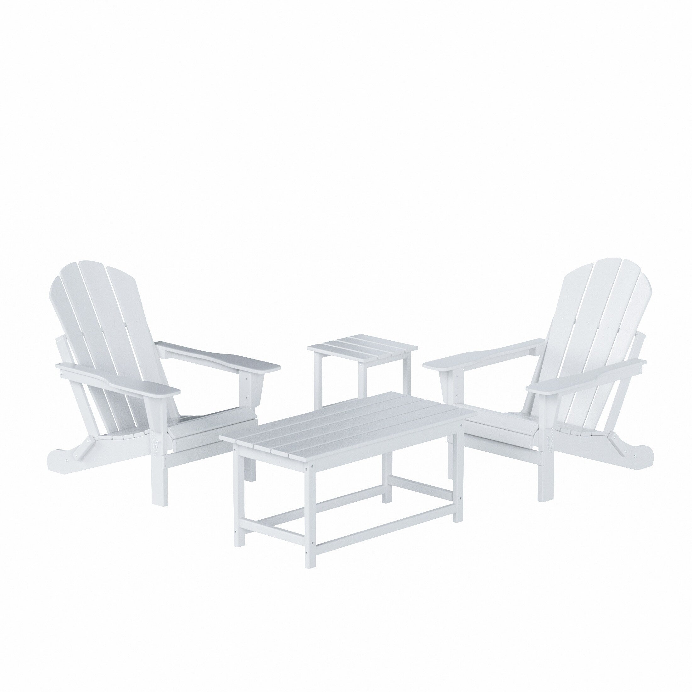Ensemble de 4 chaises Adirondack pliables Polytrends Laguna en PEHD pour terrasse extérieure, toutes saisons