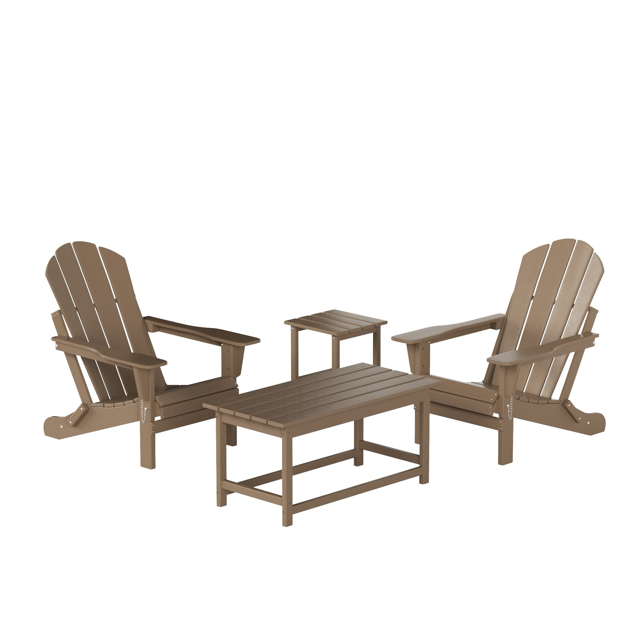 Ensemble de 4 chaises Adirondack pliables Polytrends Laguna en PEHD pour terrasse extérieure, toutes saisons