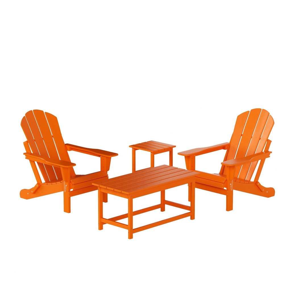 Ensemble de 4 chaises Adirondack pliables Polytrends Laguna en PEHD pour terrasse extérieure, toutes saisons